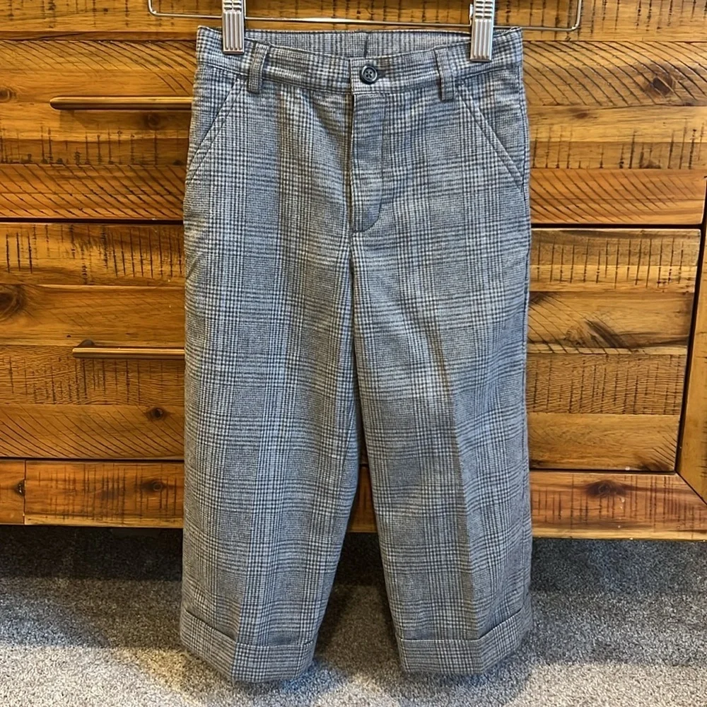 NWT Janie & Jack Gray Plaid Trousers Italian Wool